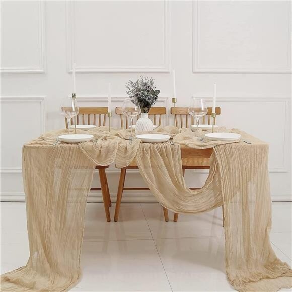 12 Pack Beige Cheesecloth Table Runner 10ft Boho Gauze Cheese Cloth Table - Picture 4 of 7